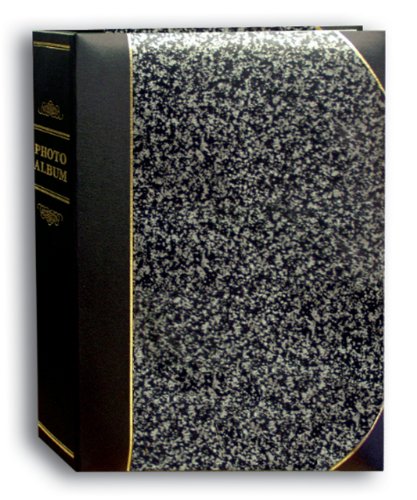 Pioneer Photo Albums 50-Pocket Silver Marble and Black Ledger Style Leatherette Cover Photo Album for 5 by 7-Inch Prints