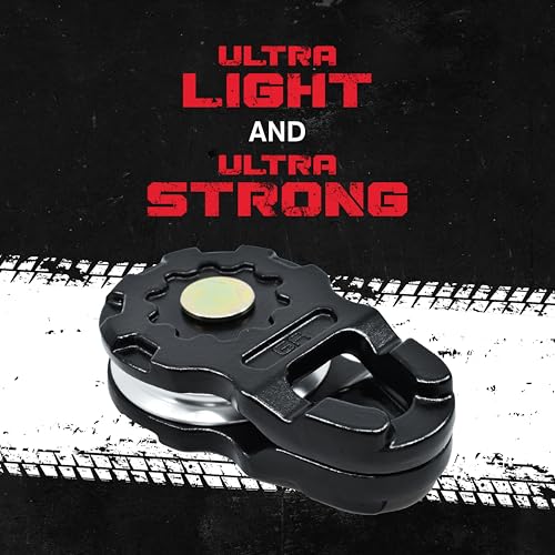 GearAmerica Aluminum ULTRA Snatch Block Black | Winch Pulley for Tow Rope or Steel Cable up to 14mm | Dual Winch Capacity and Control Pull Steering