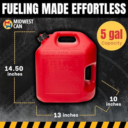 Midwest Can Company 5610 5 Gallon Gas Can Fuel Container Jugs w/Spout photo 11