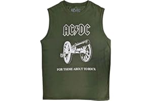 Ac/Dc Tank Top Muscle T Shirt About to Rock Band Logo New Official Unisex Green