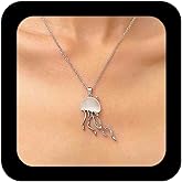 Erimberate Bohemian Opal Jellyfish Choker Necklace Gold Sea Jellyfish Pendant Necklaces Small Ocean Jelly Fish Chain Necklaces Opal Ocean Animals Collar Necklace Jewelry for Women