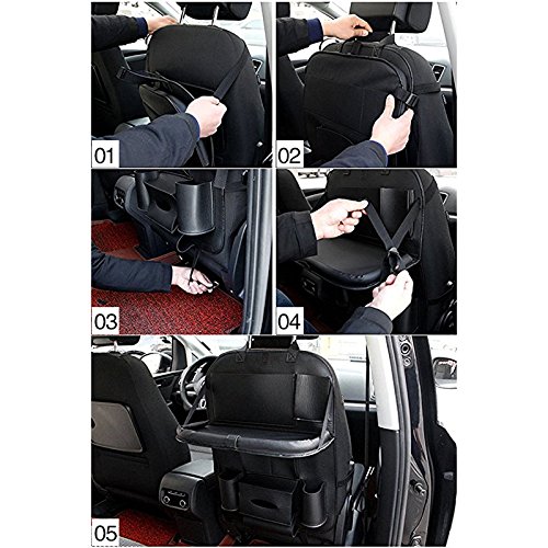 Car Back seat Organizer with Foldable Table Tray, PU Leather Car Back