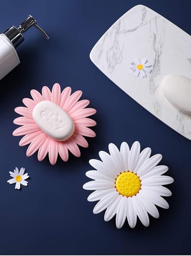 BAREPEPE® Plastic Daisy Soap Dish for Bathroom Soap Stand for Bathroom