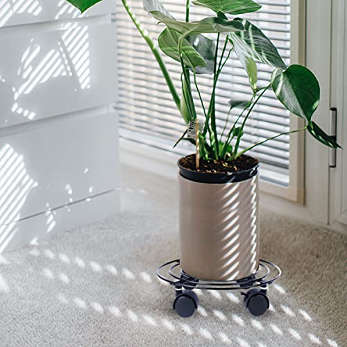 JIBOLAT Round Plant Caddy Heavy Duty Metal Flower PotS Rack Holder