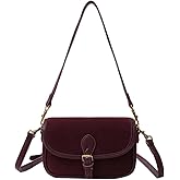 JOLILUNA Brown Suede Crossbody Bag - Trendy Satchel Purse for Women - Burgundy Wine Color - Fall