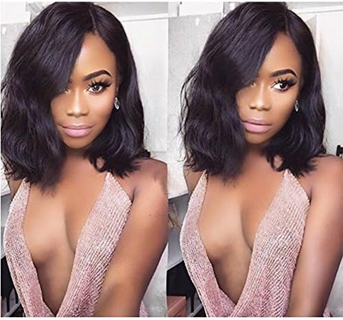 Natural Wave Brazilian Virgin Hair Human Hair Lace Front Wig for Black Wome 130 Density Natural Color Glueless Short Body Wave Full Lace Human Hair Wigs With Baby Hair (16 Inches, Full Lace Wig)