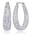 Carly Creations Women's Silver Plated Genuine Crystal Hoop Earring - Clear