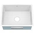 KRAUS Turino™ 24\" Drop-In Undermount Fireclay Single Bowl Kitchen Sink With Thick Mounting Deck In Gloss White, KFD1-24GWH