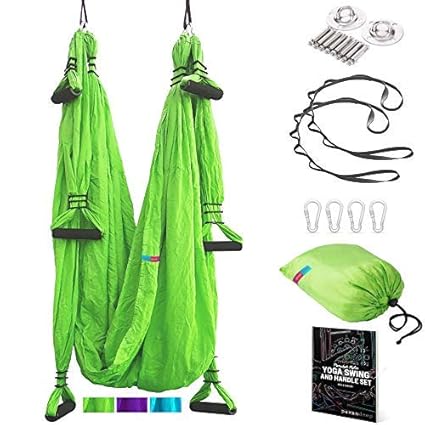Pavandeep Yoga Swing Aerial Yoga Hammock Trapeze Sling and Extension Straps Set - Antigravity Inversion Tool for Pros Beginners and Kids