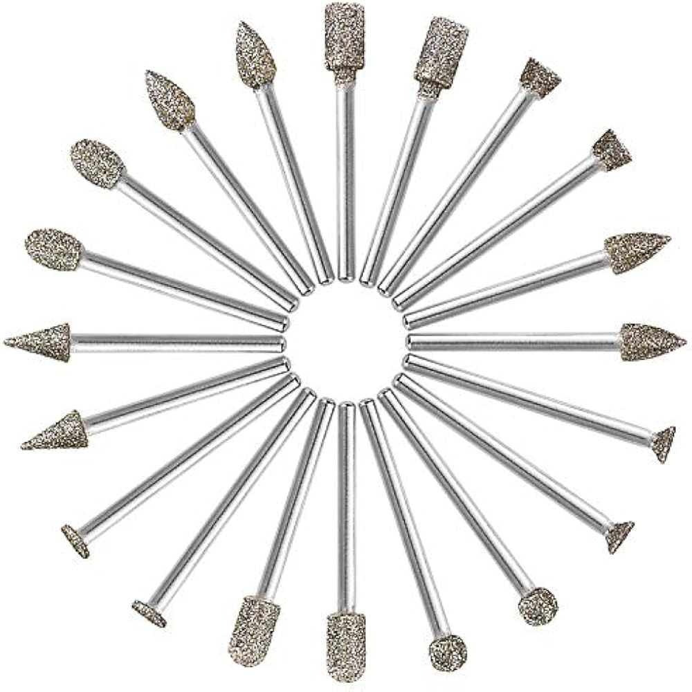60 Grit 20Pcs Diamond Burr Set Rotary Grinding Burrs Drill Bits With 1/8inch 749882530808 eBay
