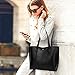 Forestfish Leather Women Tote Bag Handbags Satchel Bags for Work Travel(Black)
