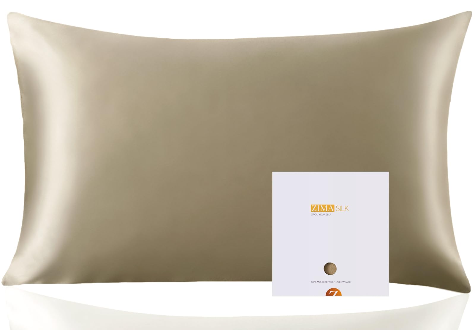 ZIMASILK 100% Mulberry Silk Pillowcase for Hair and Skin,Both Sides 19 Momme Silk, 1pc (40x60 cm, Taupe)