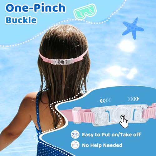 ORCHID M® 2 Pack Kids Swim Goggles with Nose Cover, Wide View Anti-Fog UV Protection Swimming Mask for Boys Girls Ages 3-14