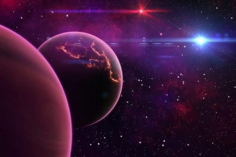 Amazon Co Jp 惑星の壁紙に近づく赤と青のライト スペースの壁紙 キャンバス ステッカー 印刷 壁紙ポスター はがせるシール式 写真 特大 絵画 壁飾り105cmx70cm ホーム キッチン