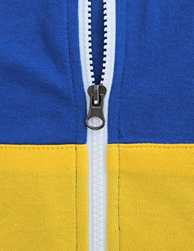 OHOO Mens Slim Fit Sleeveless Lightweight Zip-up Costume Hooded Vest with Single Slide Zipper/DCF052-BLUE/WHITE-M