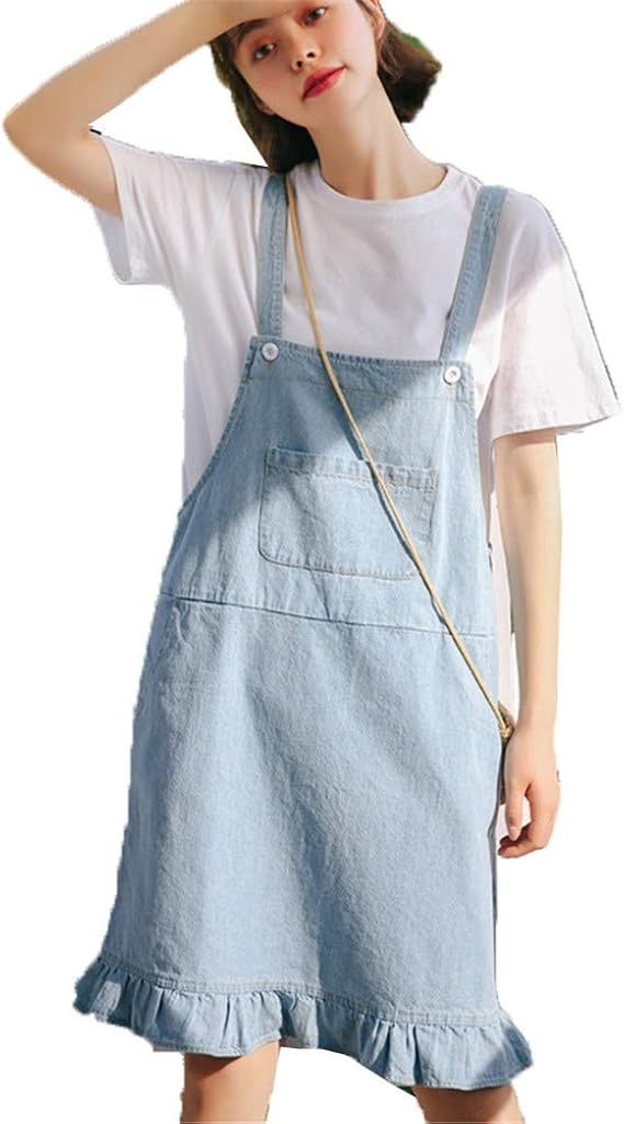 Amazon Jinpin サロペットスカート レディース デニムサロペットスカート ジャンパースカート 吊りスカート オールインワン デニム スカート ワンピース サロペット ジャンパー キャミマキシ チュニック サスペンダー キャミソール 夏服 膝丈 ワンピース チュニック