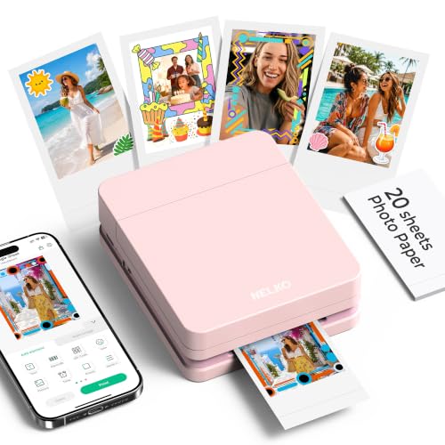 Nelko Fotodrucker für Smartphone, PP01 Mini Fotodrucker, 20 Blatt, Rosa