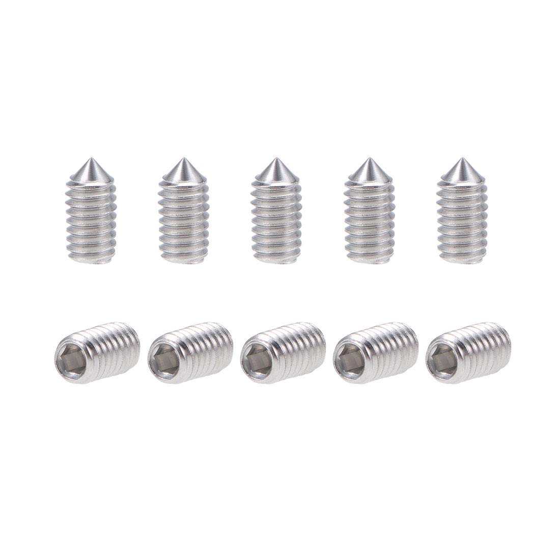 sourcing map 50Pcs M3x6mm Internal Hex Socket Set Grub Screws Cone Point 304 Stainless Steel Screw