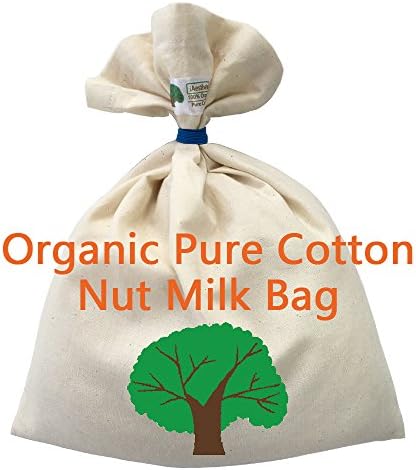 Organic Pure Cotton Nut Milk Bag - 12"X9.5" - Natural Material, iAesthete Reusable Food Strainer, Cold Brew Coffee Bag, Cheesecloth, Fruit and Vegetable Juice Maker, Yogurt Maker, Pure Cotton Bag