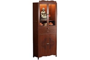 Large Personal Shrine Altar Table, Buddhist Altar Cabinet, Buddha Board with Storage, Pooja Cabinet with Acrylic Doors, Medit