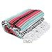 Open Road Goods Multi Color Mexican Falsa Blanket - Handwoven in Mexico - Great for The Beach, Picnics, Yoga, or a Throw! (Coral/Mint)