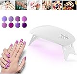 SUNmini 6W LED UV Nail Dryer Curing Lamp Light Portable for Gel Based Polishes Manicure/Pedicure 2 Timing Setting 45s/60s (White)