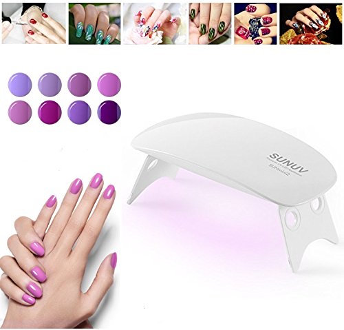 SUNmini 6W LED UV Nail Dryer Curing Lamp Light Portable for Gel Based Polishes Manicure/Pedicure 2 Timing Setting 45s/60s (White)