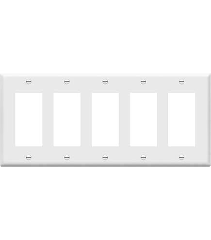 Leviton 5-Gang Decora Screwless Wallplate – Black, Polycarbonate Snap-On Design