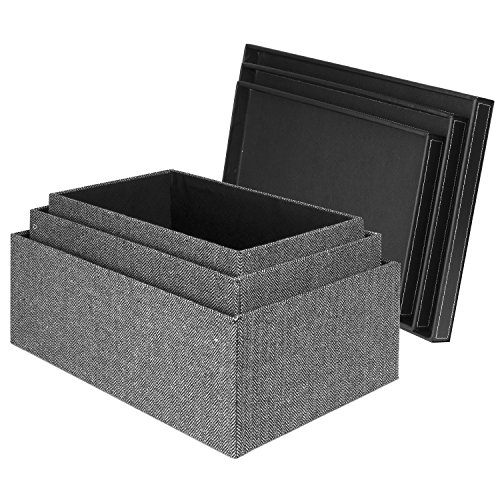 Decorative Nesting Storage Boxes Set with Lids 3Pcs Stackable Fabric