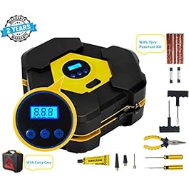 Voroly Heavy Duty Automatically Shut Off Car Air Compressor Tyre Inflators Pump Digital with Puncture Repair Kit and…