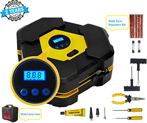 Voroly Heavy Duty Automatically Shut Off Car Air Compressor Tyre Inflators Pump Digital with Puncture Repair Kit and…