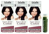 Cosamo -Love Your Color- Ammonia & Peroxide Free Hair Color #779 Dark Brown (Pack of 3) with One Jarosa Beauty Bee Organic Peppermint Lip Balm 100% All Natural Deep Moisturizing USDA Certified