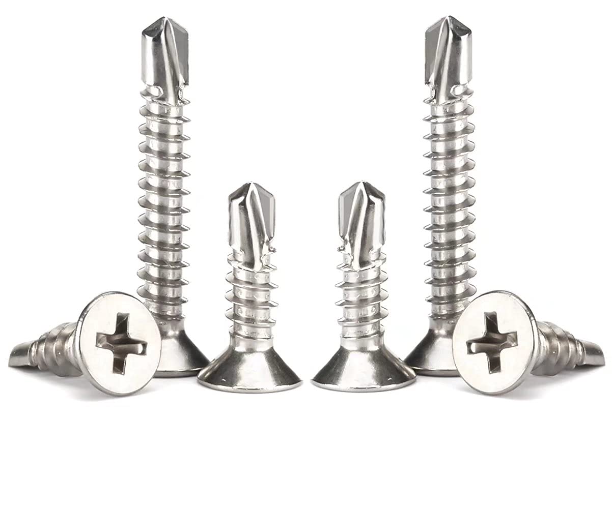 ANSIEDIO Self Drilling Screws Self Tapping Screw Cross Countersunk Drill Tail Metal Screws, M5.5×25mm,20 pcs