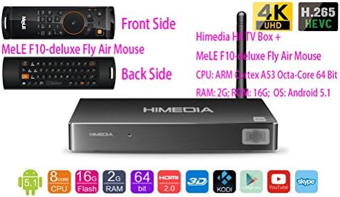 Luckymall HIMEDIA H8 Octa Core 64Bit Android TV Box: English Firmware 2GB 16GB TV Box, 3D BD-ISO 4K UHD H.265 WiFi Network Streaming Media Player + MeLE F10-deluxe Fly Air Mouse