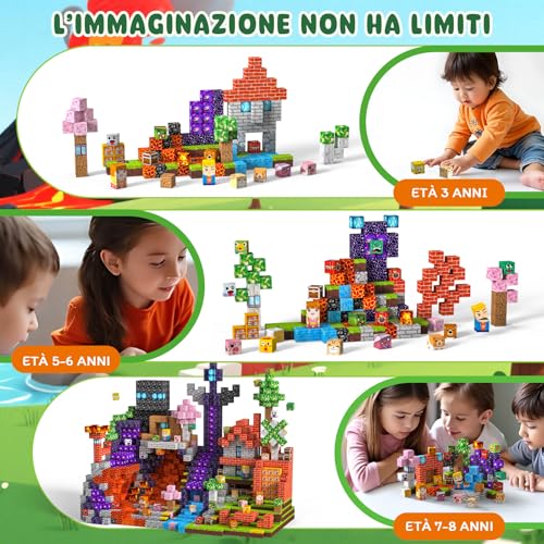 Costruzioni Magnetiche per Bambini 150 PCS 2CM 3+ Giochi Cubi Magnetici, Blocchi Building Blocks Giocattoli Montessori a Partire da 3 4 5 6 7 8 9 10 11 12 Anni Regali di Compleanno per Ragazzi