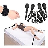 Soft and Durable Bed Straps Set Kit Restraints (Black-3)