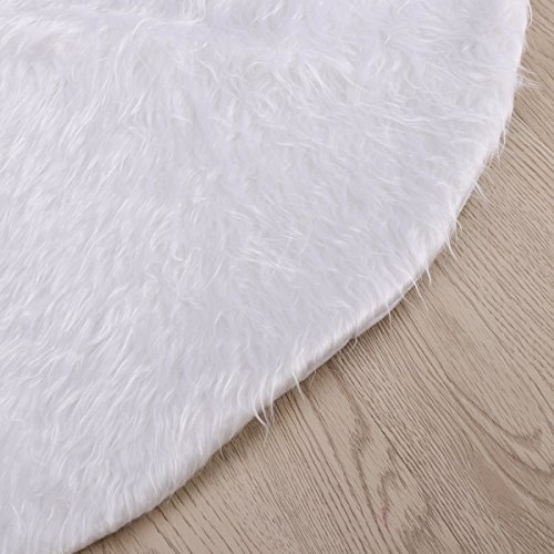 JANOU Christmas Tree Skirt White Plush Xmas Tree Decoration for Merry Christmas New Year Party Suppliers