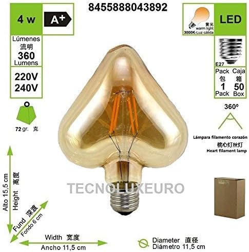 LED 4W E27 Filament Bulbs, Vintage LED Lighting 4W Edison Hot 3000K Heart, Lemon Tree - Image 5