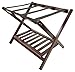 Deluxe Folding Wooden Luggage Rack with Shoe Shelf, Walnut Finish, Hotel Style