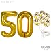 Number 50 and Gold Confetti Balloons - Large, 40 Inch Foiil Gold Balloons | 5 Gold Confetti Balloons, 12 Inch | 50th Birthday Party Decorations | Party Supplies for Anniversary D&eacute;cor