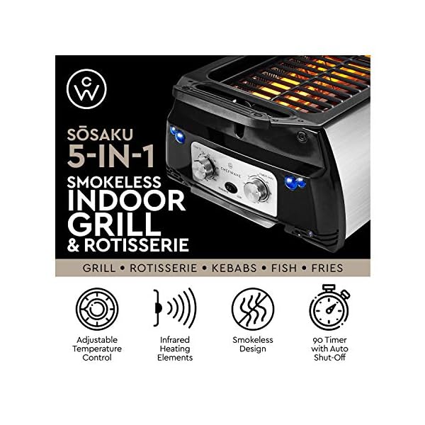 ChefWave Sosaku Smokeless Indoor Grill Removeable Plates NonStick