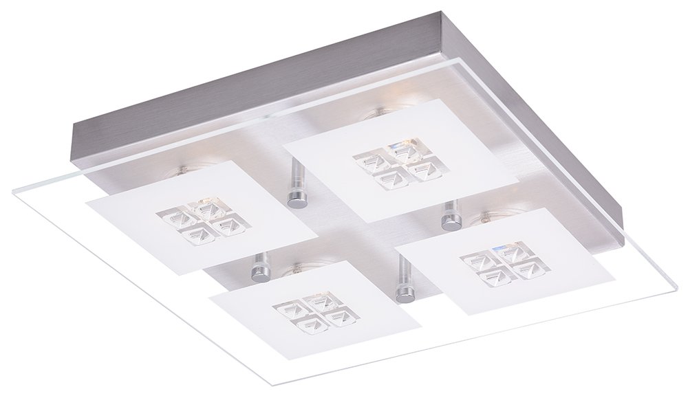 Designer Brushed Chrome LED Bathroom Light with Glass Insets by Happy Homewares