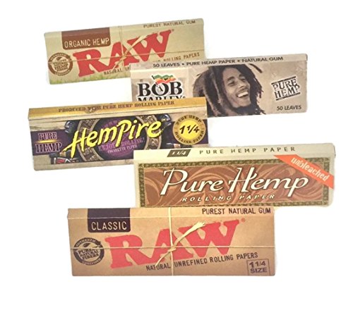 Hemp Rolling Paper Sampler 5 packages 1 1/4 size 79mm