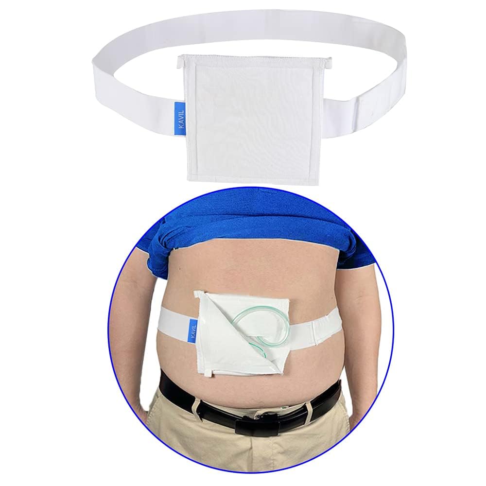 Photo 1 of NEPPT G Tube Holder Belt Feeding Tubes Accessories G Tube Covers Peg Tube Gastrostomy Catheter Pd Dialysis Belt Pads Drainage Medical Abdominal Dialysis for Men Women(28"~37")