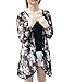 Franterd, Women Tops Casual Floral Cardigan Shawl Gauze Kimono Coat (Black, Free Size)
