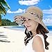 HindaWi Sun Hats for Women Sun Hat Wide Brim UV Protection Summer Beach Foldable Visor Khaki