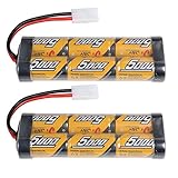 2 Pack 5000mAh 7.2 Volt Nimh RC Car Rechargeable Battery Pack Tamiya Connectors RC Cars Duratrax,traxxas rc Cars Electric, Electric Rc Monster Trucks,Traxxas, LOSI, Associated, HPI, Kyosho