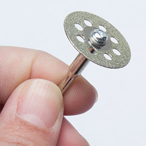 Diamond Cutting Wheel Set, Amariver 10 Pieces Diamond Saw Cutting Cut Off Discs Wheels with 2 Pieces Shank Rotary Mandrel Dremel, 12 Pcs in Total (22MM)
