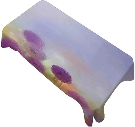 Amazon テーブルクロス 北欧 綿麻 長方形 140x0 テーブルカバー ラウンド 無地 おしゃれ 簡約 食卓カバー 水彩画の花の家の装飾春の イラストパープルブルーの牧草地の田園風景のタマネギ テーブルクロス オンライン通販