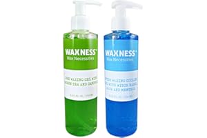 WAX NECESSITIES Waxness Pre Post Waxing Gel Kit with Green Tea and Camphor Pre Gel and Menthol Cooling Gel 2 X 8.45 fl oz 250 ml